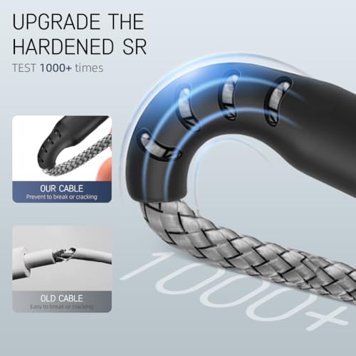 Verilux® 10Ft 3M Micro USB Cable 5V 2A Fast Charging 480Mbps Data Sync Nylon Braided for Phone Tablet Port Enabled Mobile 3PCS