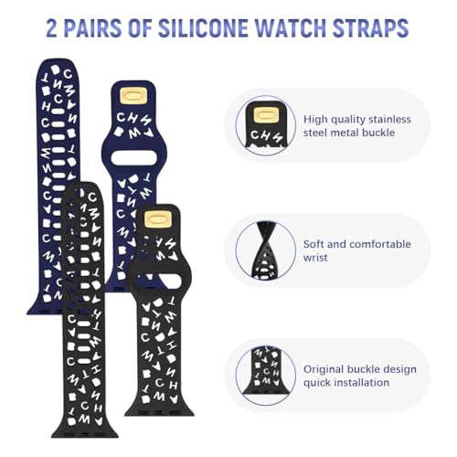ZORBES® 2 PCS Watch Band Compatible with Apple Watch Ultra 2/Ultra Band 42/44/45/49/46mm, Soft Silicone Replacement Bands for iWatch Series 9 8 7 6 5 4 3 2 1 SE (Watch Not Included)