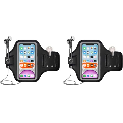 ZORBES® Armband for Mobile Phone Running, Waterproof Phone Holder for Running for iPhone 13, 12, 11, XR, Elastic Arm Band with Card Holder for Within 7in 's Mobile 2 PCS