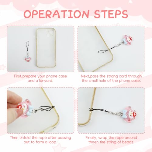 ZORBES® 4Pcs Mobile Phone Charms, Sanrio Keychain - Hello Kitty Keychain & Melody Lanyard for Phone & Pat Dog & Frog Charms for Phone Case, Kawaii Phone Charms Aesthetic Cute Phone Accessories