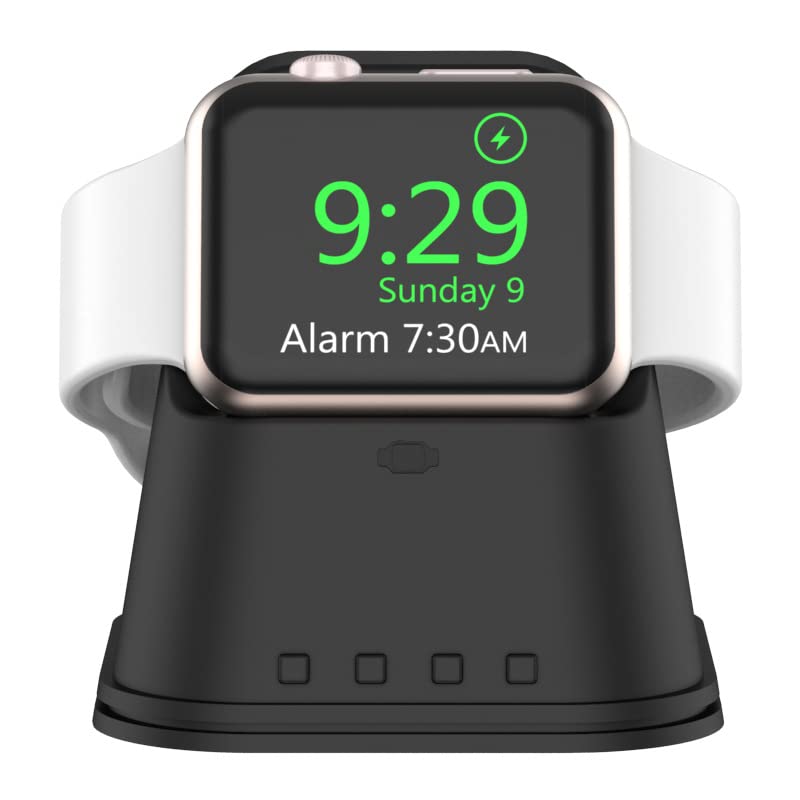 ZORBES® 2 in 1 Charger Stand for Apple Watch Charging Dock Holder Stand Accessories for Apple Watch Series 7/6/5/4/3/2/1/SE(45/44/42/41/40/38mm) Charging Adapters NOT Included - Black