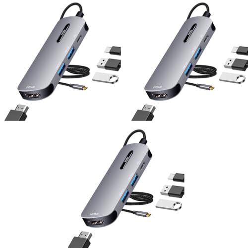 Verilux® USB C HUB 4 in 1 to HDMI Adapter with 4K 30Hz HDMI 2.0 3.0 Multiple Port Type for Laptop with PD 100W Data 20CM Long Cable MacBook Pro Air 3 PCS