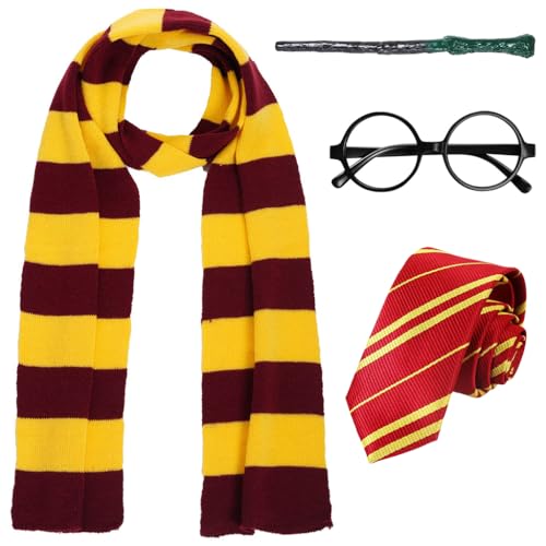 ZORBES® Bata Clásica, Disfraz, Accesorio de Gryffindor de Ha/ry Po/ter de Disguise para Niños, con Gafas, Varita Mágica, Bata, Bufanda, Corbata, Talla Pequeña (5-6) 125-135 cm