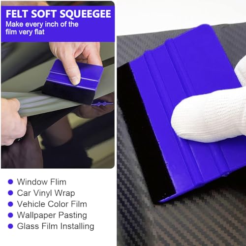 ZORBES® Kit de herramientas para tinte de película para ventana de coche, kit de herramientas de aplicación y eliminación de envolturas de vinilo con 2 pares de guantes, espátula de fieltro