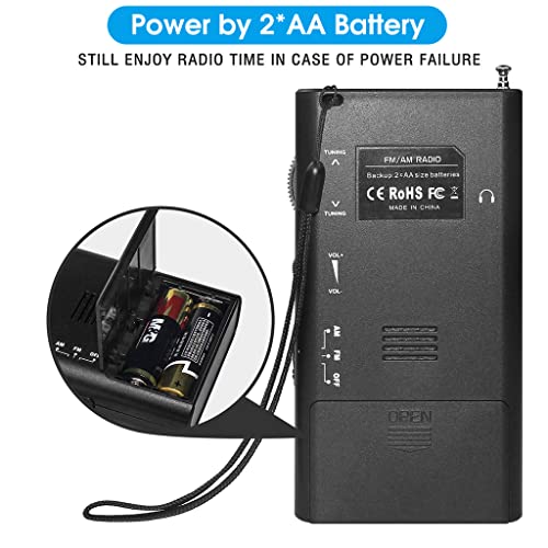 ZORBES® Portable HiFi AM FM Radio for Home Pocket Player Operated with Speaker and 3.5mm Headphone Jack Battery Powered Easy Operation Indoor Outdoor Emergency 2 PCS