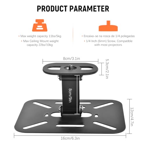 ZORBES® Desktop Projector Holder Stand Adjustable Wall Mount Bracket Carbon Steel Metal Universal Desk for Projectors 2 PCS