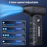 ZORBES® Mini Turbo Jet Blower Air Duster with Display Portable Cordless Fan USB LED Light 130000 RMP for Car Cleaning Computer Keyboard Home Electrical Works 3 PCS