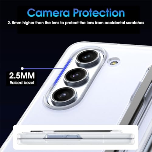 ZORBES® Phone Case for Samsung Galaxy Z Fold 5 Fashion Bi-fold One-Piece PC with HD Transparent 6.3-inch Front Display Cover Integrated S Pen Holder 3PCS