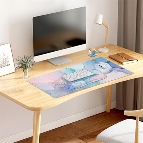 ZORBES® Set of 4Pcs Gaming Mouse Pad Wrist Support Set, Including Desk Pad, Mouse with Wrist Rest Keyboard Rest Coaster Ergonomic Non-Slip Gaming Desk Mat for Home Office