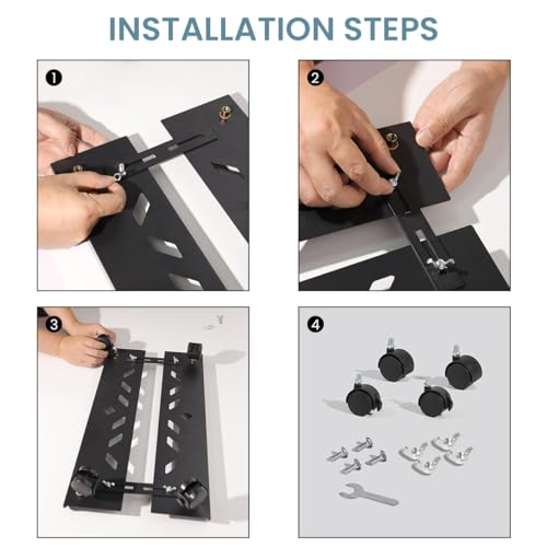 ZORBES® Adjustable Mobile CPU Stand with 4 Rolling Caster Wheels Ventilated Computer Tower Retractable Desktop PC Holder Under Desk Floor Cart Riser 3 PCS