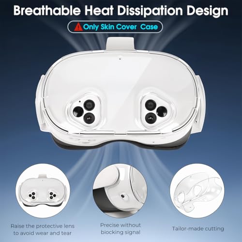 ZORBES® Skin Cover for Meta Quest 3s VR Headset Fashion Transparent TPU Protector Cover Snug-fit Anti-Scratch VR Headset Cover, for Meta Quest 3S VR Accessories, Only Cover