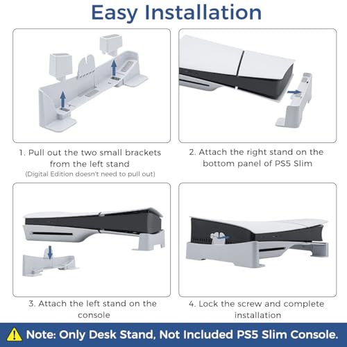ZORBES® Desk Stand for PS5 Slim Pro Console Horizontal Anti-Slip Base Accessories PlayStation 5 Digital Ultra-HD Edition No Included 2 PCS