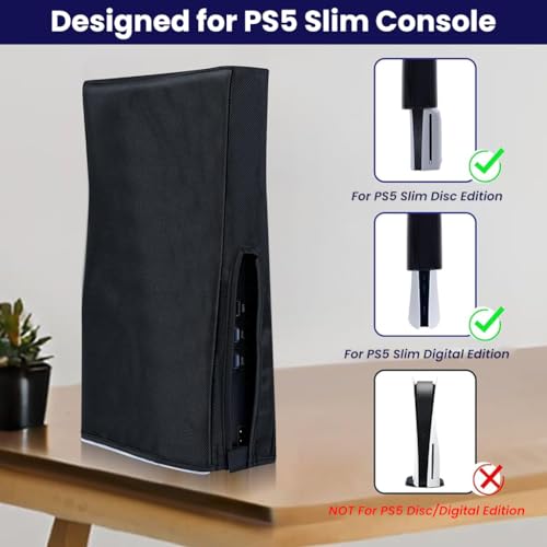 ZORBES® Dust Cover for Sony PS5 Console Oxford Cloth Proof Sleeve PlayStation 5 Game Accessories Digital Edition Disc Black 2 PCS