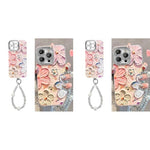 ZORBES® for iPhone 16 Pro Max Cover Case 3D Flower Oil Painting Cute Colorful Girls Women Full Camera Protection Shockproof Glossy Back with Wrist Strap 2PCS
