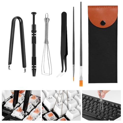 ZORBES® 6 Pieces Keyboard Remover Tool Kit Include Switch Puller, Lubricating Pen, Cleaning Brush, Tweezers, 4-Jaw Gripper, and Key Cap Puller