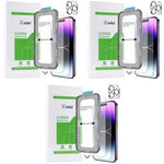 Zeitel® Tempered Glass for iPhone 14 Pro Max 6.7 Inch Anti Fingerprint Screen Protector Auxiliary Installation Kit 2 Scratch Resistant Protectors 1 Lens Protector 3PCS