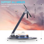 ZORBES® Magnetic Desk Phone Stand for iPhone 14 13 12 Series Aluminum Holder with 360 Rotation Base Adjustable Foldable Mobile Compatible Pro Max Mini Mag Safe Case 3PCS