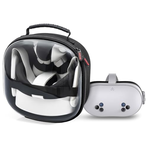 ZORBES® Travel Case for Meta Quest 3S VR Headset Portable Carrying Case with Handle Transparent Protective Case Headset Controller Grips Charger Accessories Bag for Meta Quest 3S, 23x12x23cm