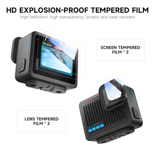 ZORBES® for GoPro Hero 4K Silicone Case Cover Camera Shield HD Tempered Glass Lens Screen Protector Anti-Scratch Accessories Kit 2PCS