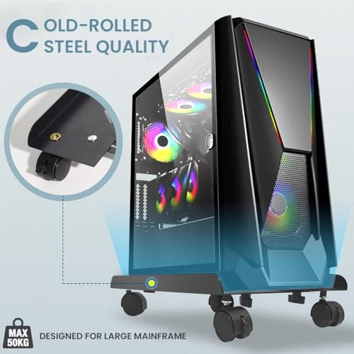 ZORBES® Adjustable Mobile CPU Stand with 4 Rolling Caster Wheels Ventilated Computer Tower Retractable Desktop PC Holder Under Desk Floor Cart Riser 3 PCS