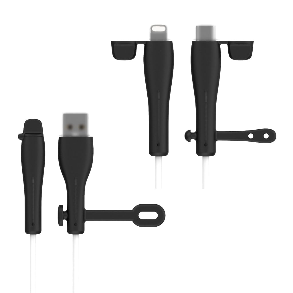 Verilux Silicone Charger Cable Protector 2 Pack for iPhone with Built In Cable Tie | Dustproof End Caps
