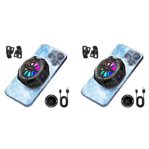 ZORBES® Phone Cooler for Gaming Magnetic Mobile with 4 Level Modes LCD Display RGB Light Semiconductor Technology Clips for iOS Android Phones 2PCS