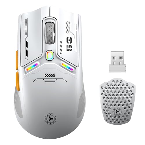Verilux® Wireless Gaming Mouse, Tri-Mode 2.4GHz Cordless BT 5.0 Gaming Mouse, Fashion Magnetic Cover, 6 Programmable Buttons, 6 Adjustable DPI, 600mAh USB Mouse with LED Battery Indicator