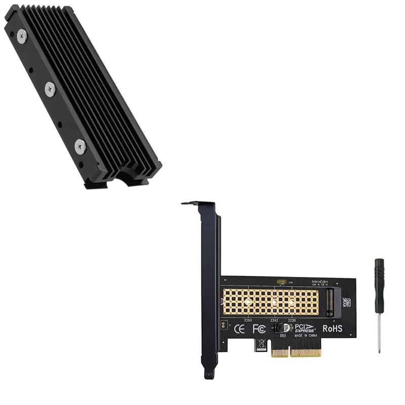 ZORBES M.2 SSD Heatsink Combo for PC and PS5 with Verilux NVMe PCI-E X4 Adapter | Aluminum 2280 Design featuring 30°C Cooling and Double-Sided Clip