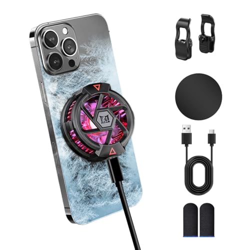 ZORBES® Phone Cooler with Detachable Clips Fan-Based Cooling Fan for Mobile Phone Magnetic RGB Gaming Phone Cooler Rapid Cooling Phone Cooler for Gaming, Livestreaming, Plug and Go