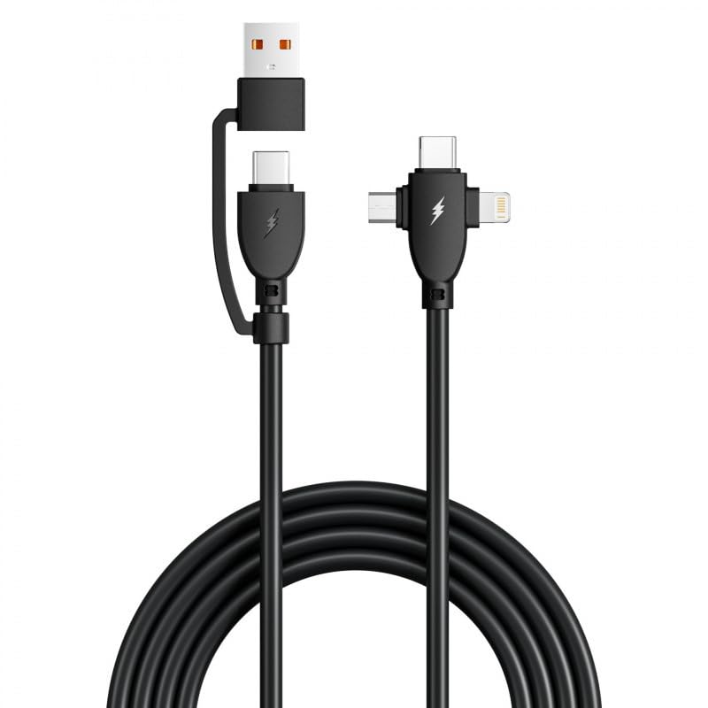 Verilux® 240W PD 2 in 2 Multi Charging Cable,6ft Braided USB C to 90°Lighting