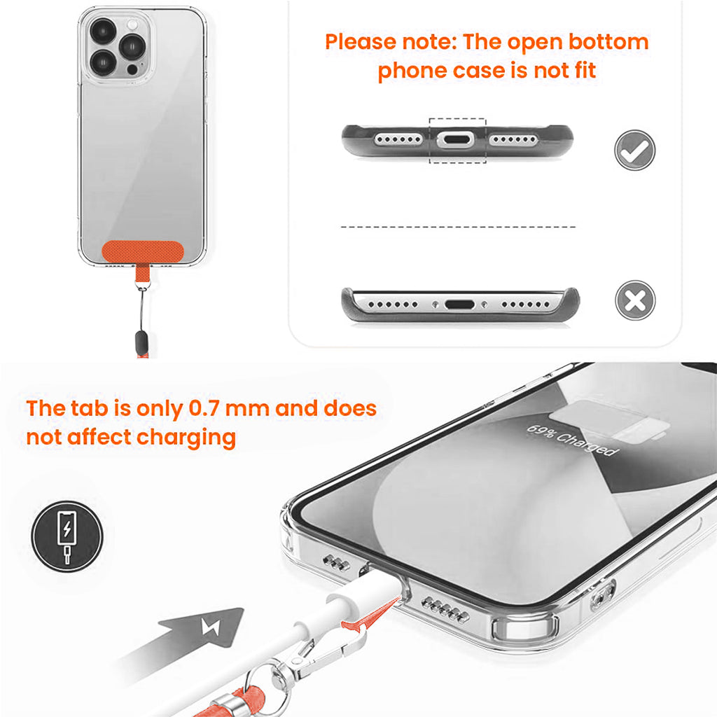 ZORBES® Phone Neck Strap and Wrist Strap Adjustable Nylon Phone Sling Strap with Attachment Insert Quick Release Phone Strap Phone Shoulder Strap Universal Phone Strap Lanyard, Orange