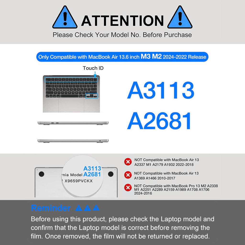 ZORBES® Laptop Case for MacBook Air 13.6 inch 4 in 1 Accessories Kit with Keyboard Cover, Lens Privacy Shield, USB C Adapter Sleek Transparent Laptop Case for MacBook Air 13.6 inch A3113 M3/ A2681 M2