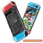 ZORBES® Case Compatible with Nintendo Switch with Protective Film, Transparent Protective Case for Nintendo Switch with Switch Protective Film and Thumb Sticks Caps, Shock Absorption and AntiScratch