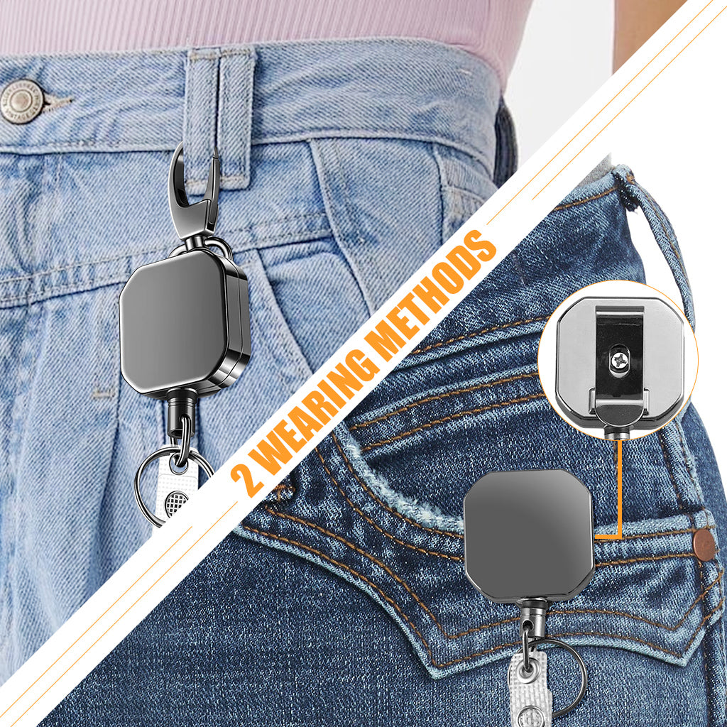 ZORBES® Heavy Duty Zinc Alloy Retractable Keychain