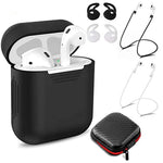 Verilux AirPods Accessories Kit with 6pcs Silicone Cover Case and Anti Lost Strap | Black