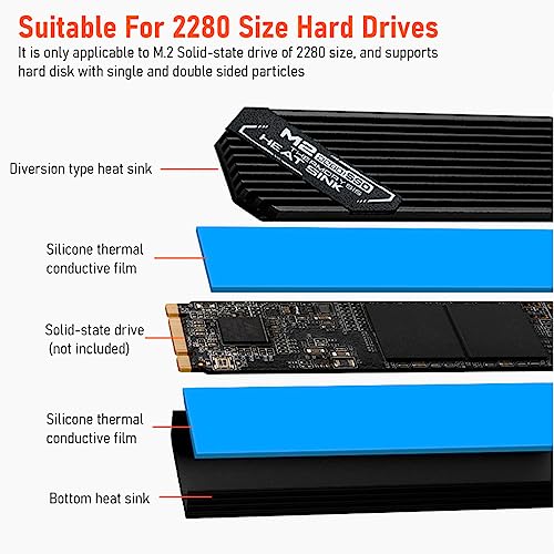ZORBES® M.2 SSD NVMe Heat Sink 2280 Hard Disk Aluminum with Thermal Pad for PCIe SATA PC Radiator 3 PCS