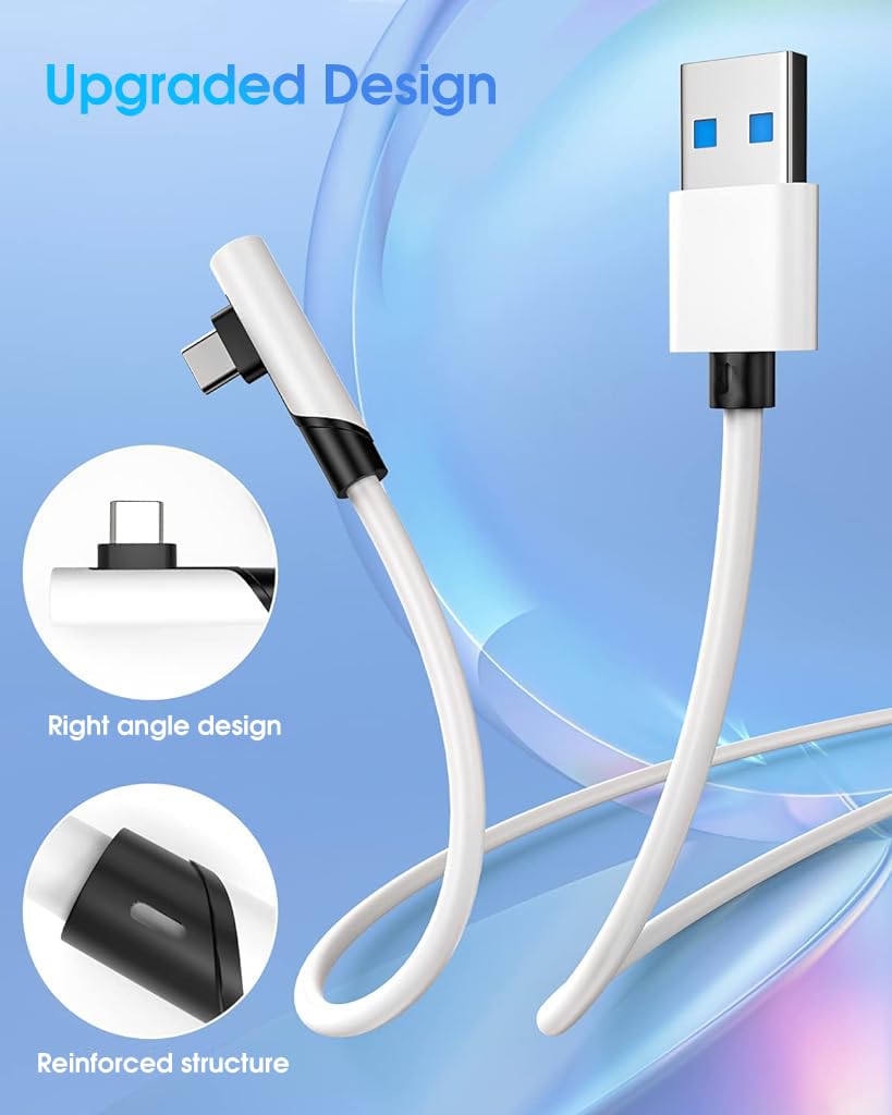 Verilux Link Cable for Meta Quest 3 2 Pro and PC VR featuring 16.8 ft length and L shaped USB C design