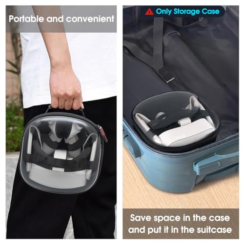 ZORBES® Travel Case for Meta Quest 3S VR Headset Portable Carrying Case with Handle Transparent Protective Case Headset Controller Grips Charger Accessories Bag for Meta Quest 3S, 23x12x23cm
