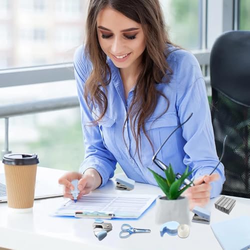 ZORBES® Grapadora, Juego de 8 Grapadoras, Caja Herramientas de Grapadora de Metal con 8 Herramientas Diferentes, Portátil, Material ABS Duradero y Alta Calidad, Adecuada para Oficina, Escuela, Hogar