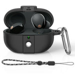 ZORBES® Earbuds Case Cover for Sony WF-1000XM5 Earbuds(2023), Silicone Protective Case with Snap Lock Scratchproof Shockproof Wireless Earbuds Cover for Sony WF1000XM5 with Lanyard&Carabiner, Black