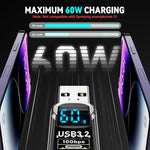 ZORBES® USB 3.2 Type C Female to Male OTG Adapter with LED Display PD60W Fast Charging 10Gbps High-Speed Data Transfer for iPhone 16 Pro Max 15 Series iPad Air 2 PCS