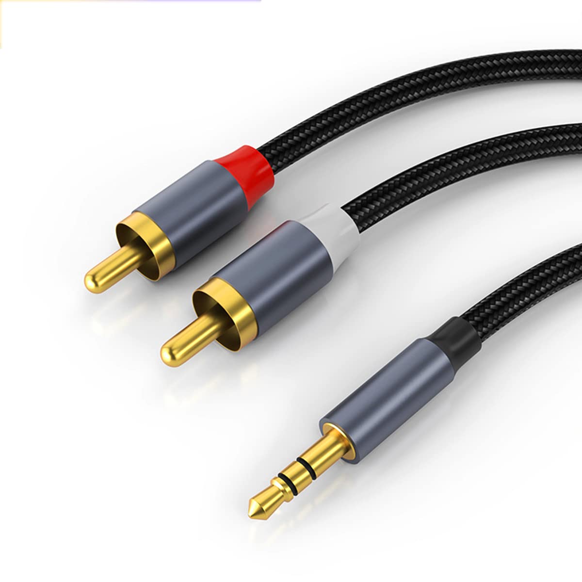 ZORBES® RCA to 3.5mm, 3.5mm to RCA Cable 2-Male RCA to AUX Cable Braided 1/8 to RCA Stereo Cable RCA Cable (4ft/1.2m)(Grey)