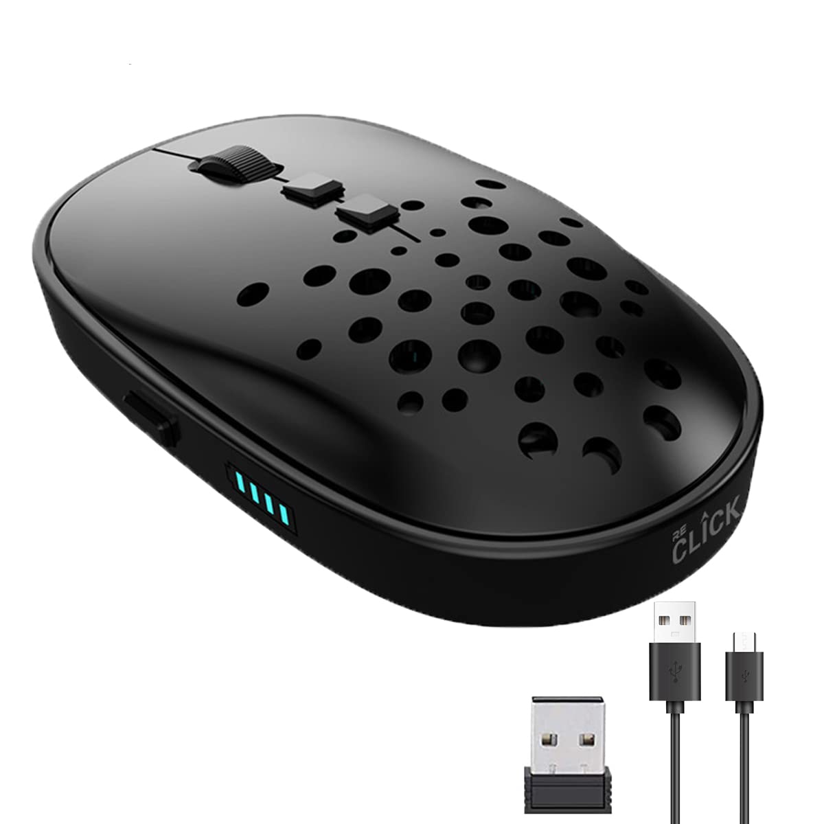 Verilux Wireless Mouse for Laptops with Dual Mode Bluetooth and 2.4Ghz Nano Receiver | Rechargeable Optical Mouse featuring 3 Adjustable DPI and Battery Indicator