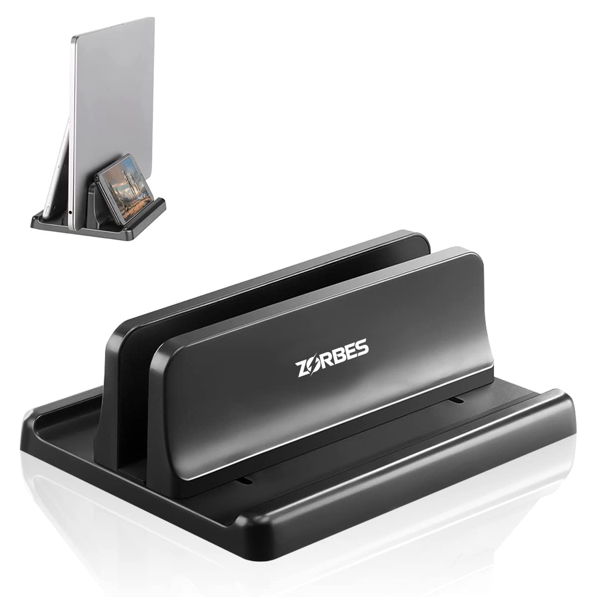 Verilux® Laptop Holder for Desk with Silicone to Protect Notebook Sizes Adjustable Vertical Laptop Stand Holder Slots Laptop Dock for iPad MacBook Stand 13 Inch Phone Stand Organizer