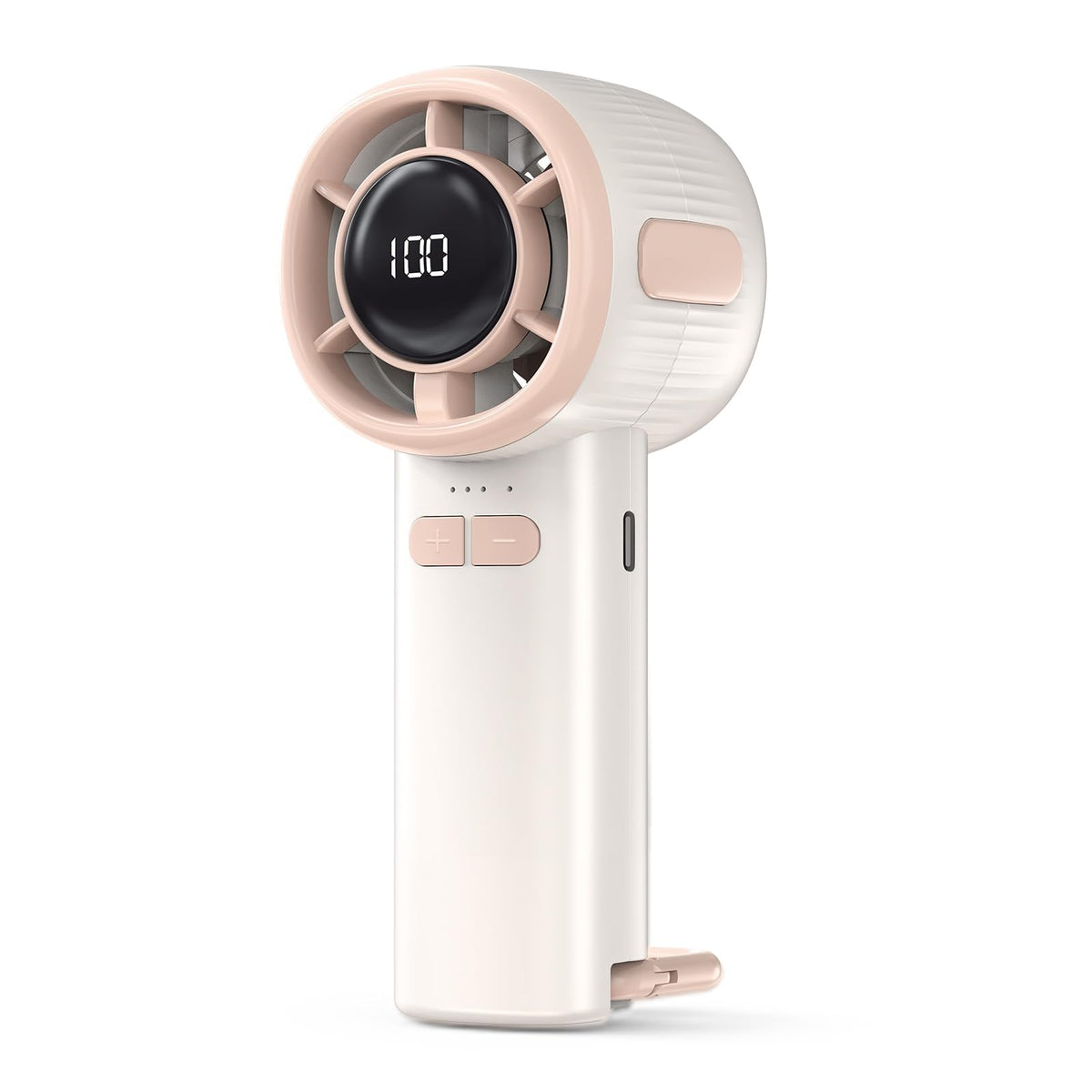 Verilux USB Handheld Fan for Travel and Hiking featuring Stepless Airflow with Digital Display