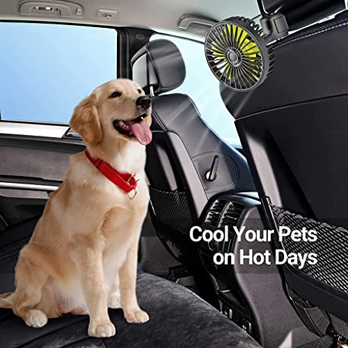 Verilux® USB Fan for Car Back Seat Headrest Mounted 5V Mini with 3 Speed Rotatable Cable Switch Controller for Baby Passengers Plug and Play 3 PCS