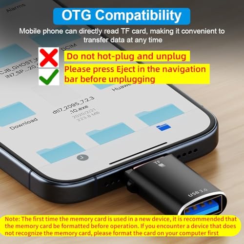 Verilux® OTG Type C to USB Card Reader 2 in 1 TF SD 3.0 Adapter for iPhone 15 Memory Card High Speed Samsung Xiaomi Huawei P40 3PCS