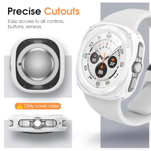 ZORBES® Rugged Bezel Case for Samsung Galaxy Watch Ultra Screen Protector 47mm - Soft TPU Bumper Face Cover for Galaxy Watch 7 Ultra 47mm Accessories