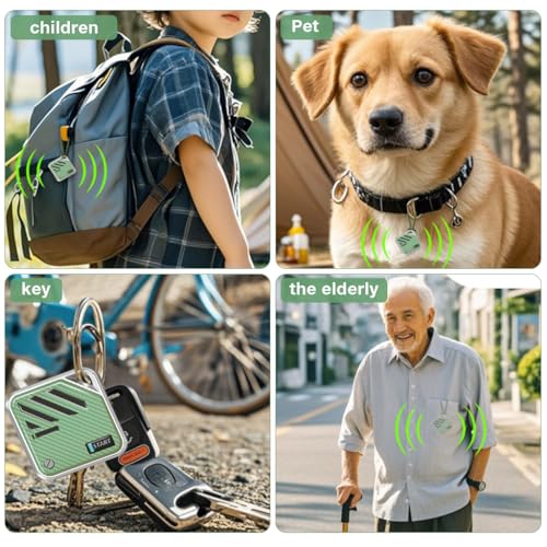Verilux® Air for iOS Item Finder with Loop Hole Smart Bluetooth Tracker Compatible with Find My App Key GPS Tracking Device for Kids Safety Magnetic Green 3PCS