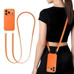 ZORBES® Crossbody Phone Strap with Metal Buckles, 43''-47'' Adjustable Nylon Phone Lanyard for Hands-Free Carrying, Compatible with iPhone 17 Phone Cases, No Tangle Magnetic Shoulder Strap -Orange